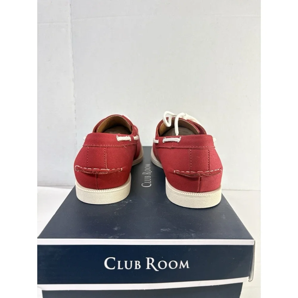 Club Room Men's Red Comfort Elliot Round Toe Lace-Up Boat Shoes Size 7M